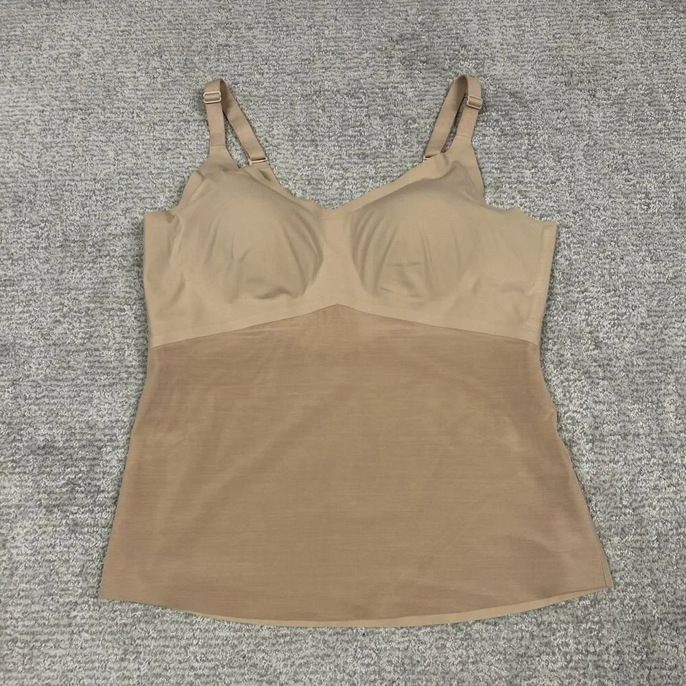 Honey love LiftWear Cami Shape Wear Tank Top Womens 1X Beige Stretch Shaping